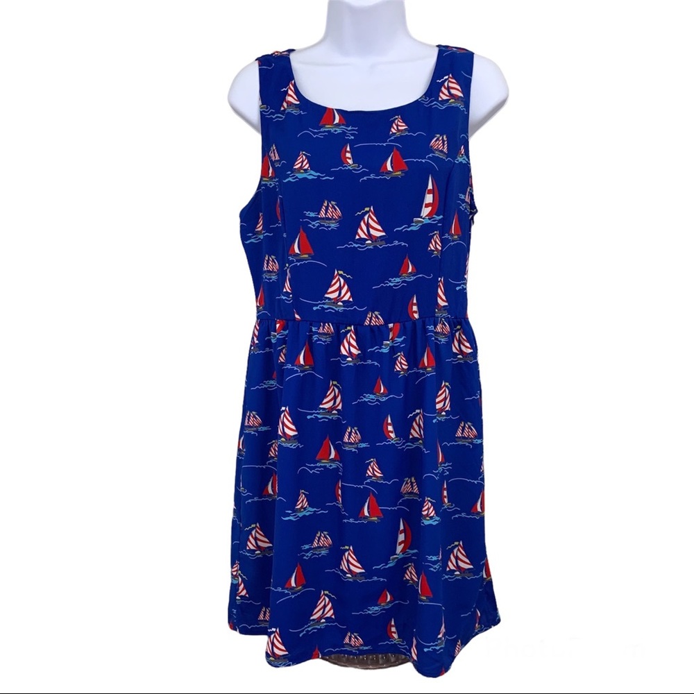 Pink Owl Womens Dress Size L *runs small* Sailboat